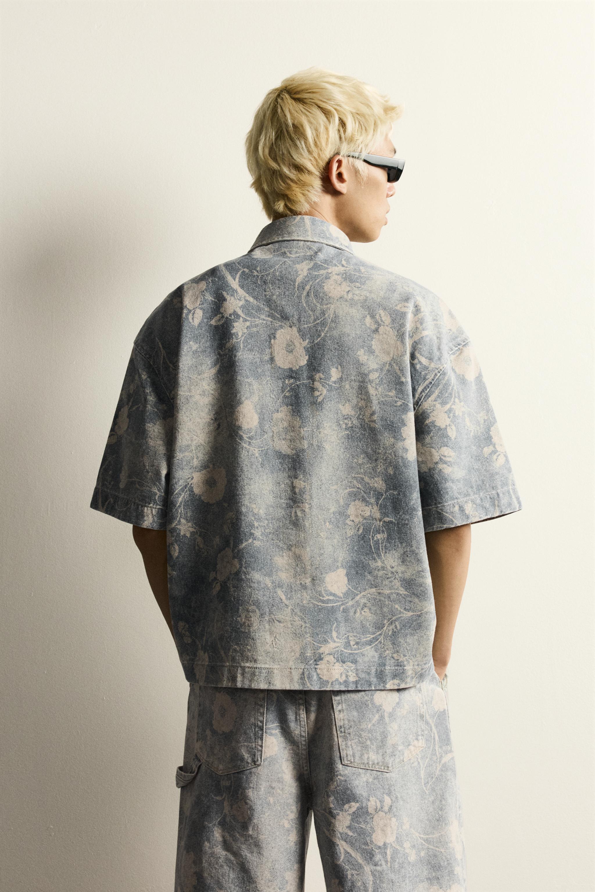 WASHED FLORAL PRINT RELAXED FIT SHIRT