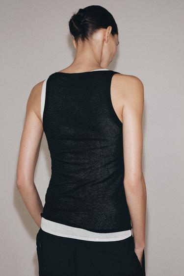 FINE KNIT SLEEVELESS TOP - Black by Zara - Image 2