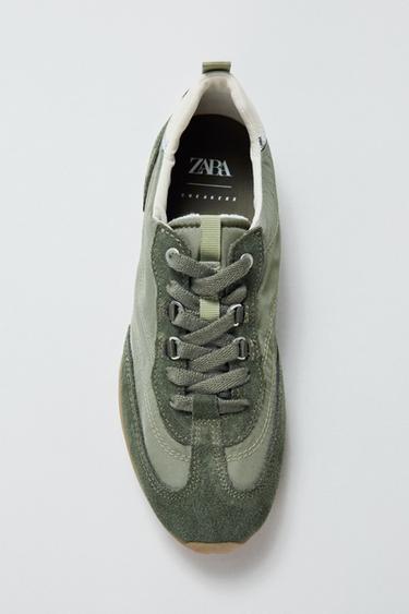 TRAINERS WITH HEEL TAB DETAIL - Khaki Green by Zara