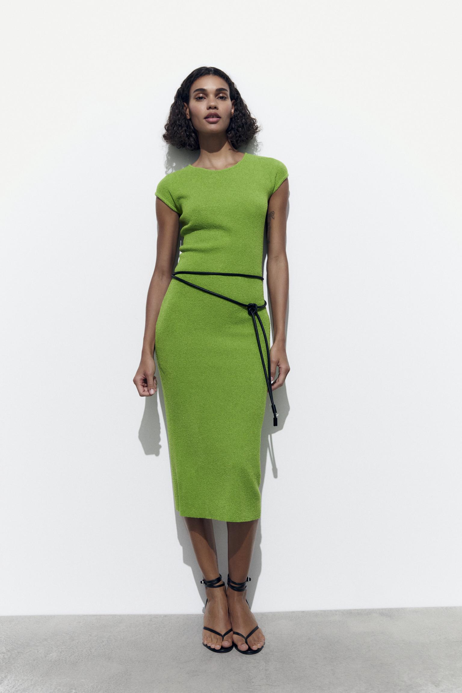 Vestido drapeado zara discount verde