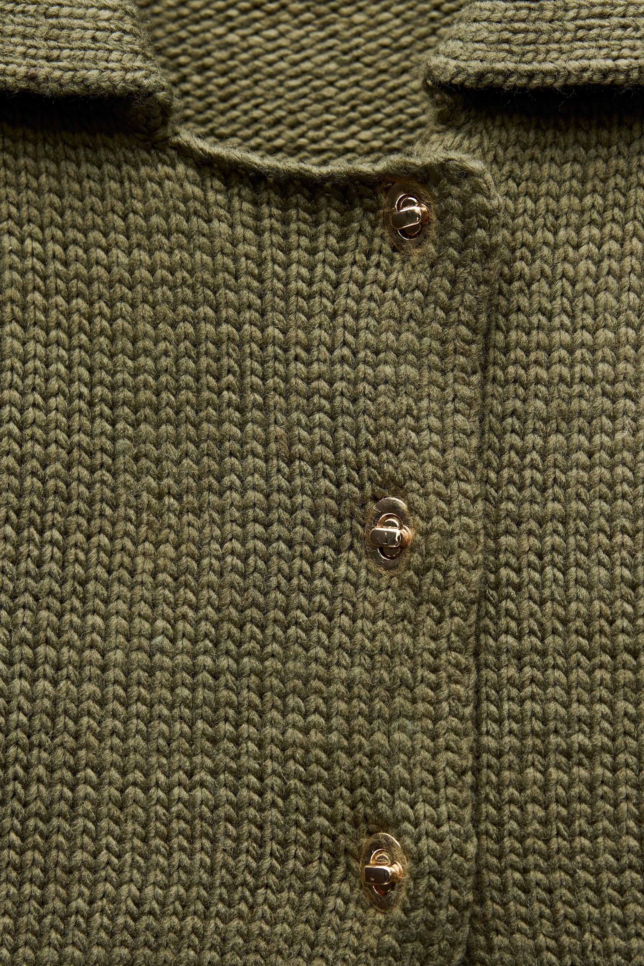 GOLDEN BUTTON KNIT CARDIGAN - Khaki | ZARA United States GOLDEN BUTTON KNIT CARDIGAN - Khaki | ZARA United States