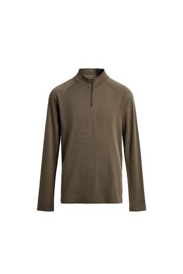 Zara QUARTER-ZIP SKI T-SHIRT - Mid-green