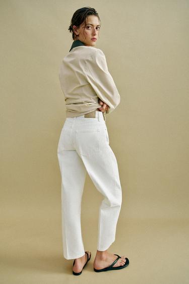 Z1975 MID-WAIST BARREL JEANS WITH PRESSED CREASE - White by Zara - Image 5