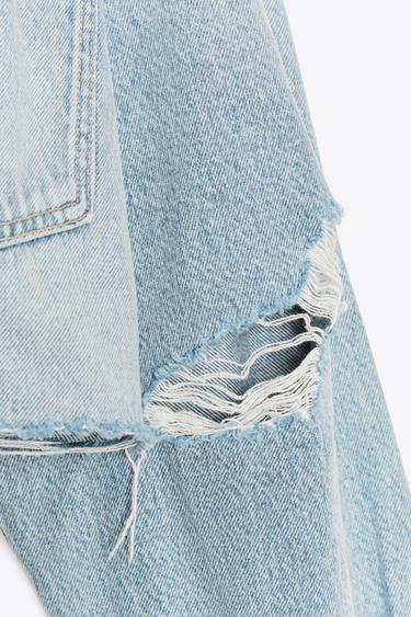 SURCHEMISE COURTE EN JEAN TRF DÉCHIRÉE - Bleu de Zara - Image 7