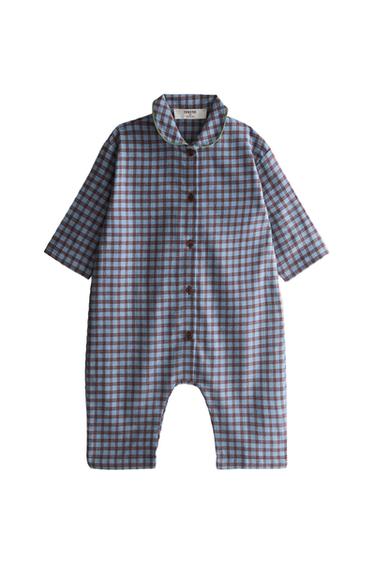 GRENOUILLÈRE BÉBÉ FLANELLE CARREAUX - Bleu de Zara