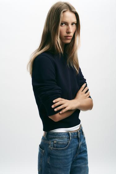 BASIC COTTON SWEATSHIRT - Navy blue by Zara - Image 3