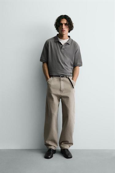 BALLOON FIT WASHED TROUSERS - Light sand by Zara - Image 0