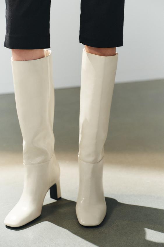 BOTTES À TALONS LARGES - blanc de Zara - Image 3