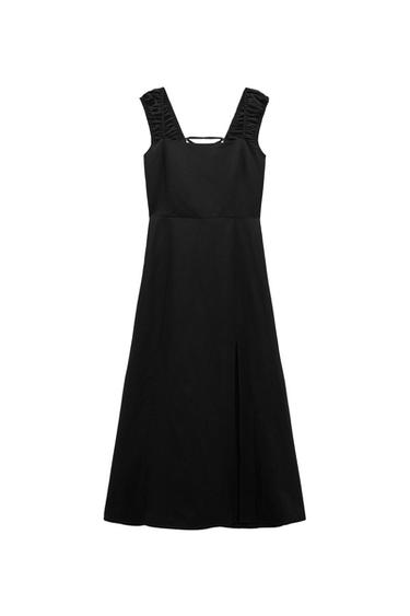 LINEN BLEND MIDI DRESS