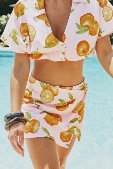 PRINTED LINEN BLEND CROP TOP - Pink by Zara - Image 2
