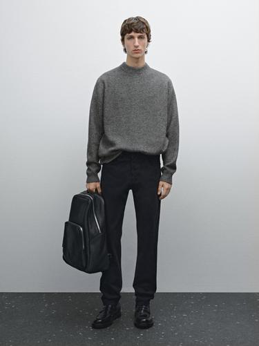 Pantalón tejanero slim fit satén mezcla algodón - Marino de Zara - Imagen 0