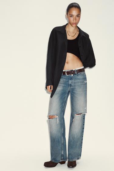 Zara FLOWY SHIRT WITH POCKET - Black