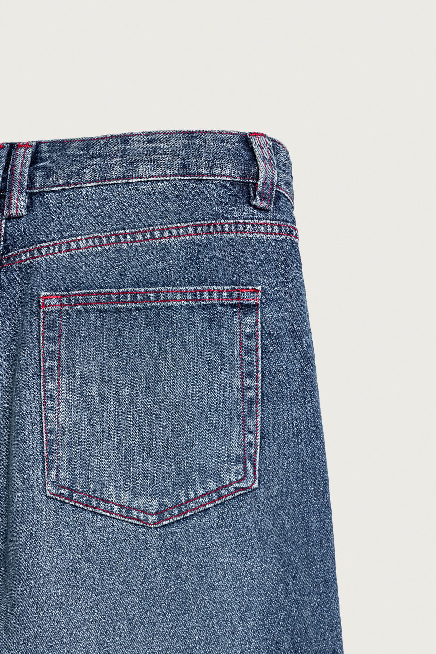 Мужские джинсы Zara Contrast-Stitch Straight-Fit, цвет: Синий — фото 10