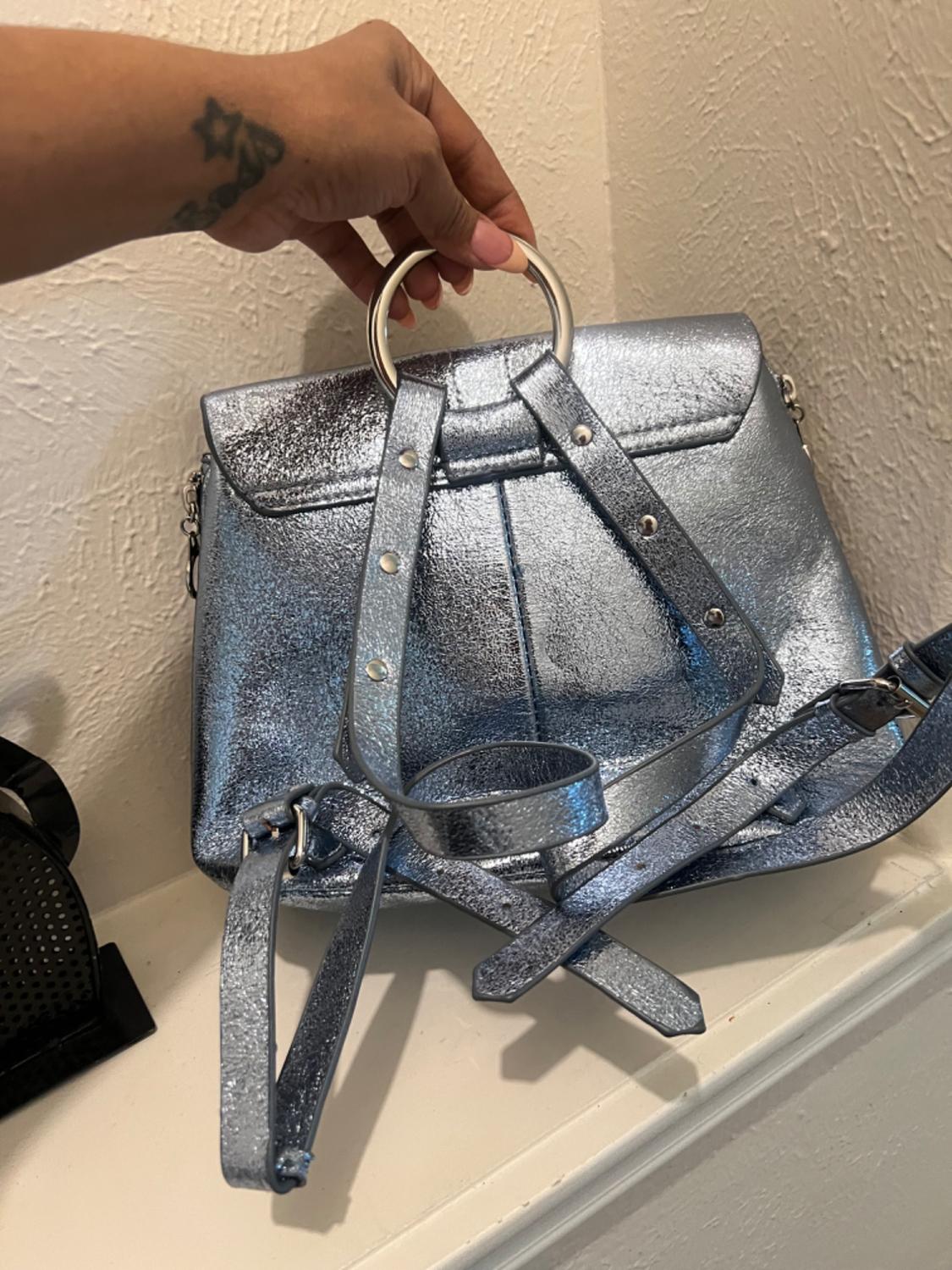 BABY BLUE SHINY METALLIC BACKPACK - Image 3