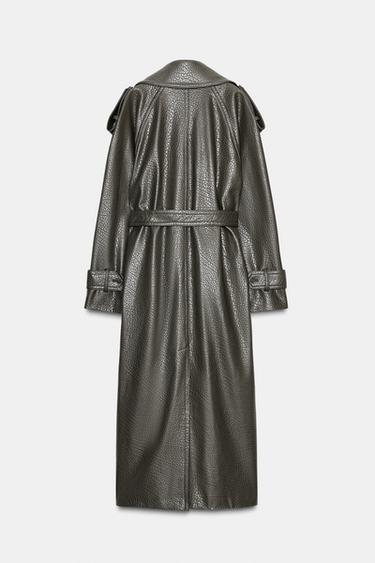 FAUX LEATHER COAT - Khaki by Zara