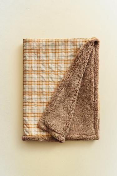 Zara REVERSIBLE CHECK PET BLANKET - Yellow