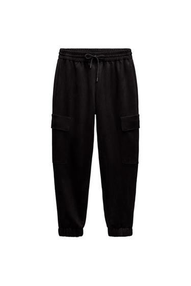 FAUX SUEDE CARGO TROUSERS