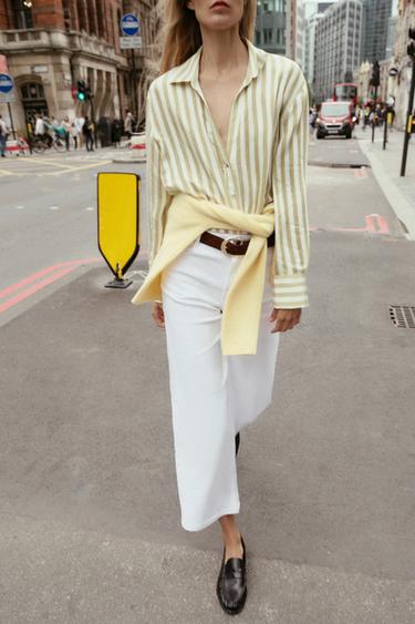 STRIPED SHIRT - Green / Ecru by Zara - Image 2
