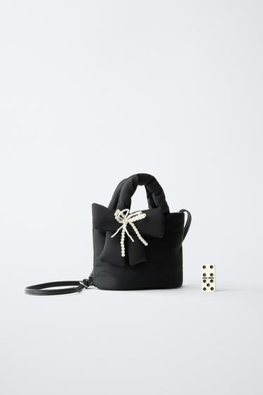 UMHÄNGETASCHE AUS NYLON MIT SCHLEIFE - Schwarz von Zara