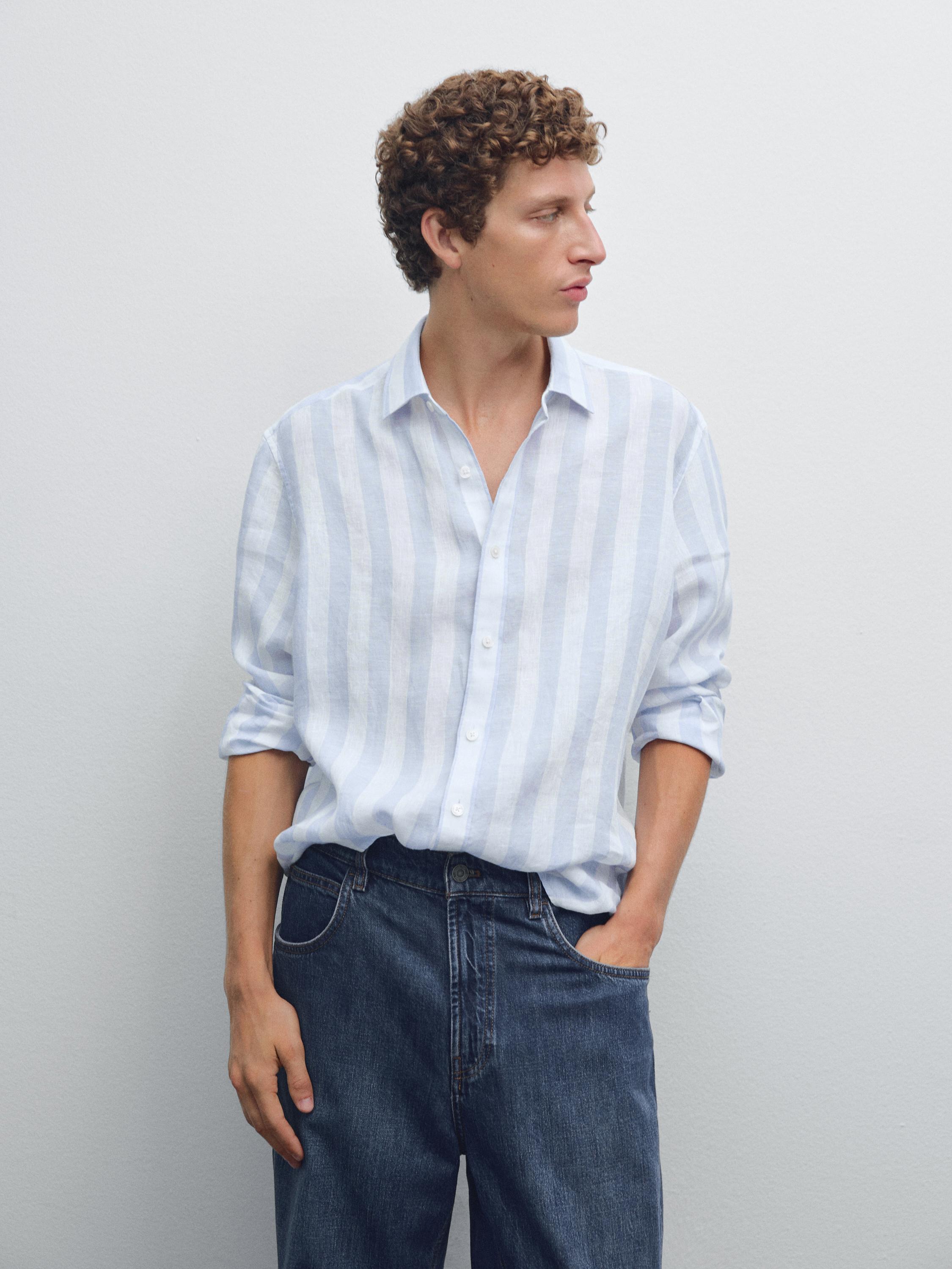 Chemise regular à rayures larges