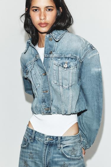 TRF RIPPED DENIM JACKET - Blue by Zara
