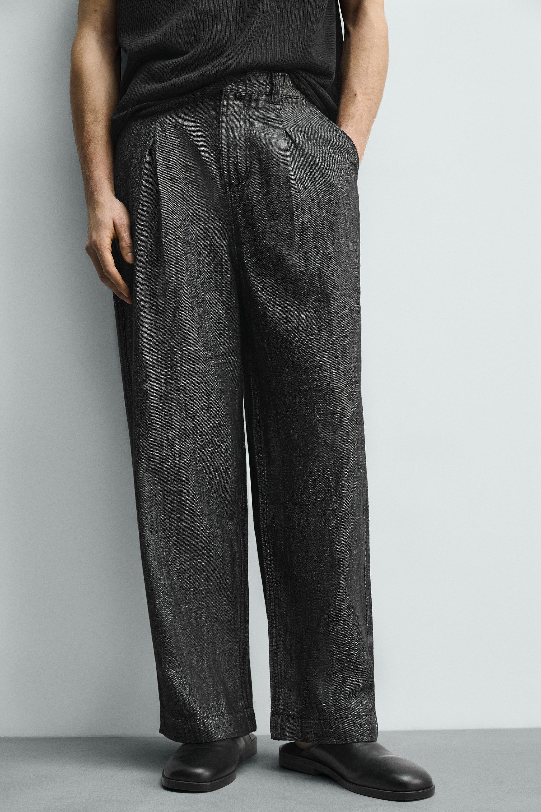 RELAXED FIT COTTON - LINEN PANTS