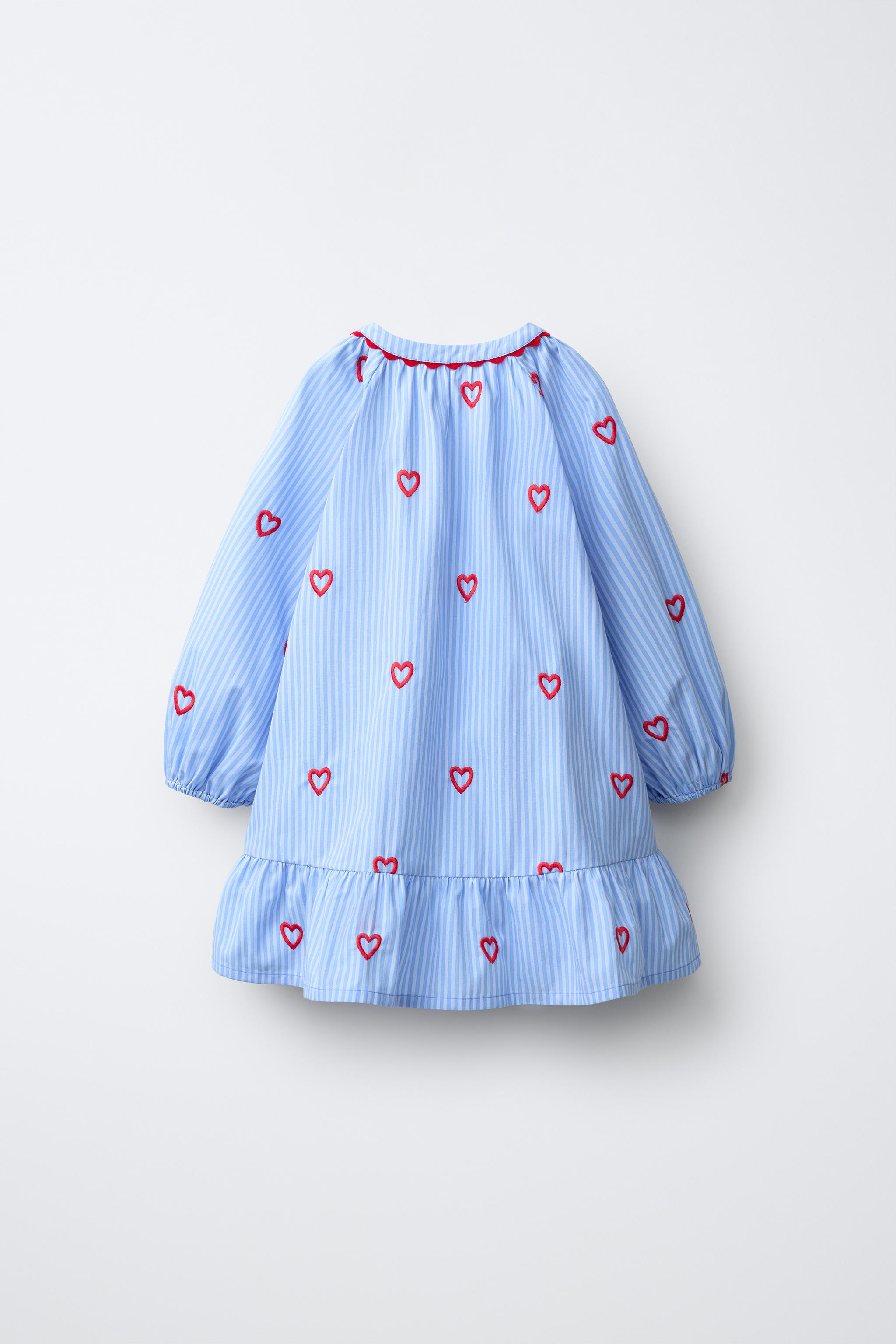 STRIPED EMBROIDERED HEART DRESS