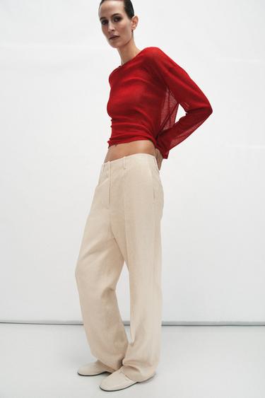 РУСТИК ҮЛДІР ТОҚЫМАЛЫ ЖЕМПІР - Қызыл Zara компаниясынан