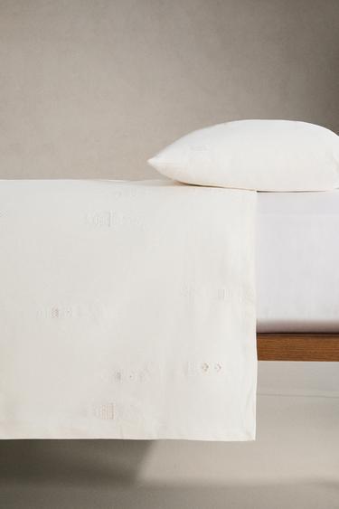 COUVRE-LIT LIN BRODERIE - Blanc cassé de Zara - Image 2