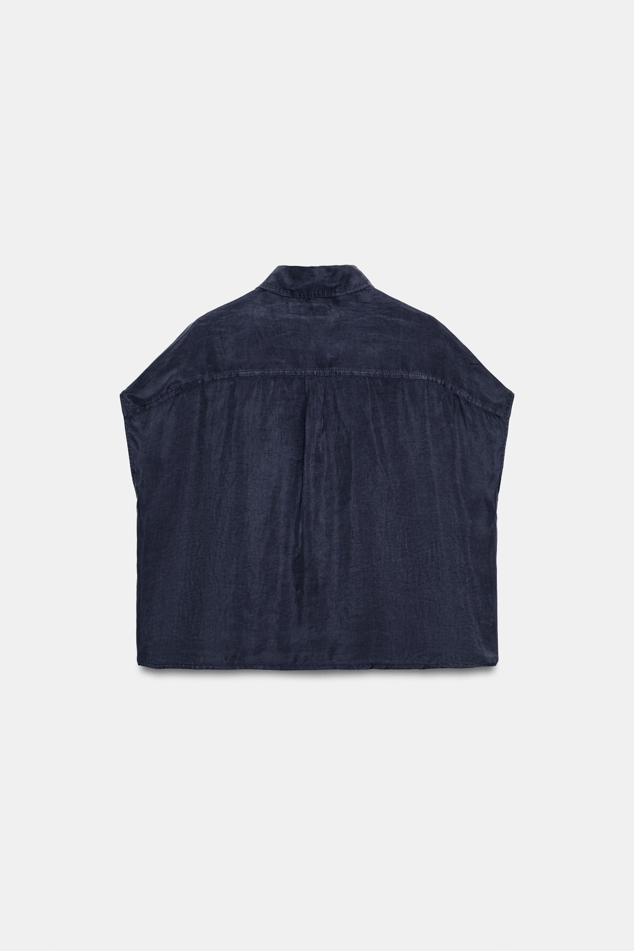 Женские рубашки Zara FLOWY OVERSIZED SHIRT — фото 6