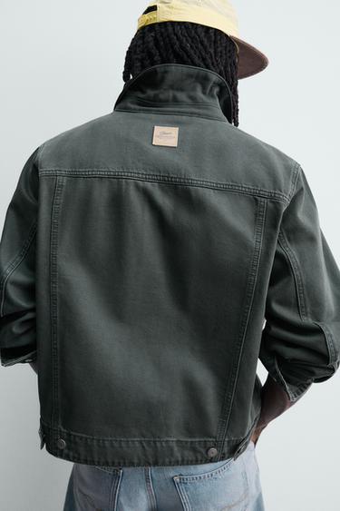 BLOUSON DÉLAVÉ COL BIMATIÈRE - Vert bouteille de Zara - Image 4