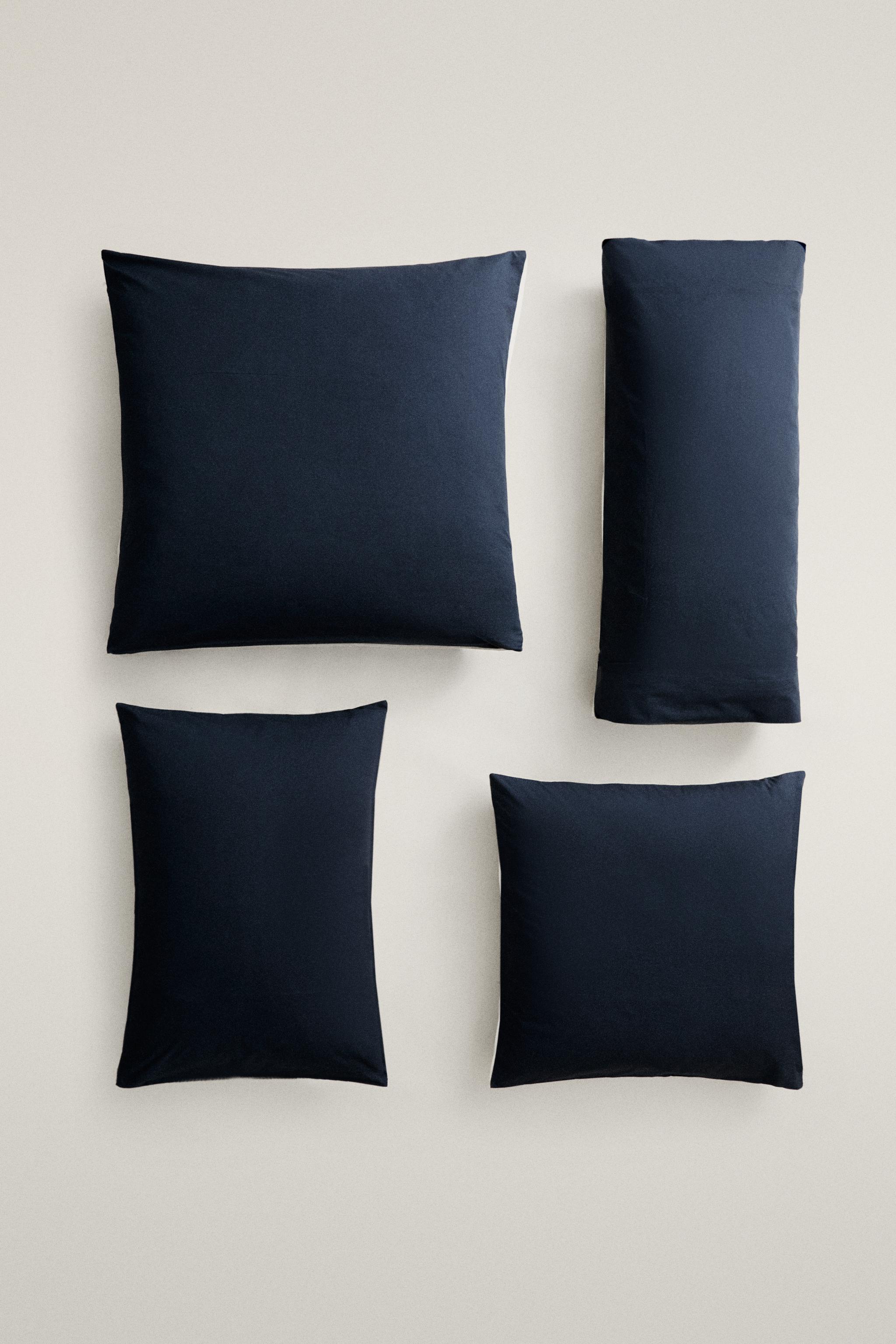 REVERSIBLE COTTON PERCALE PILLOWCASE — Blue