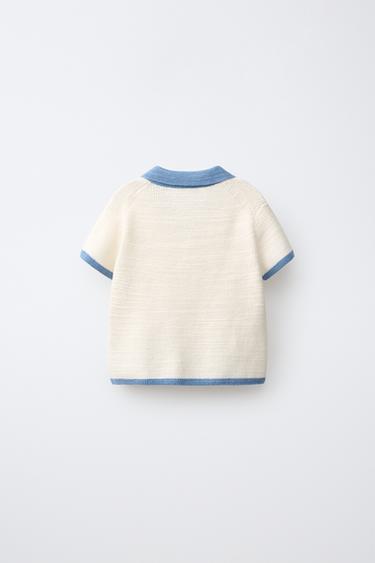 POLO EN MAILLE CHIEN BRODÉ - Écru de Zara - Image 1