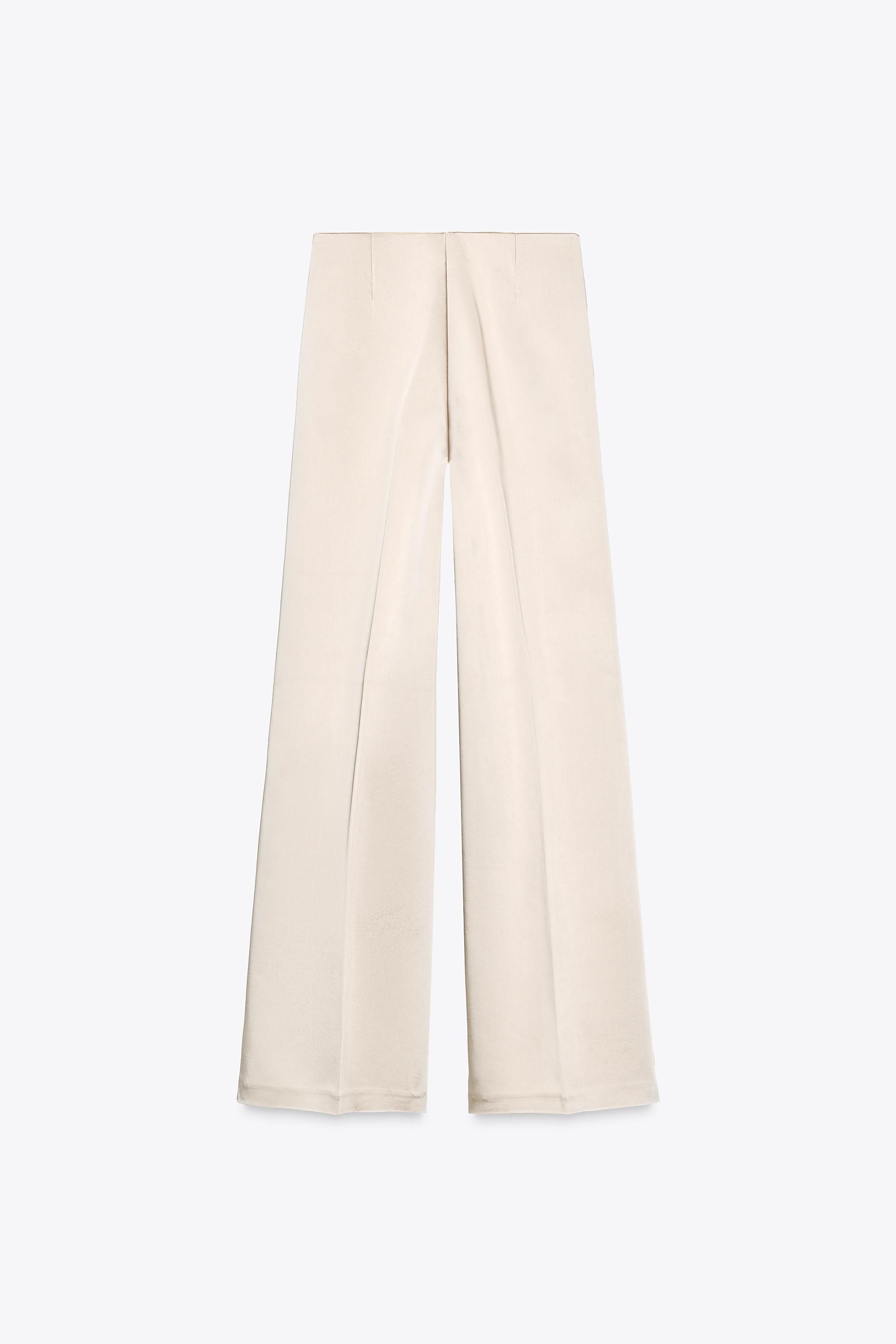 【ZARA】ハイウエストサテンパンツ ベージュ | 1255/442/710 ZARA】ハイウエストサテンパンツ ベージュ | 1255/442/710
