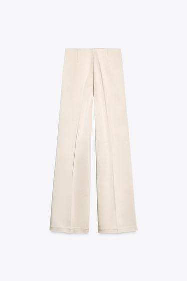 HIGH-WAIST SATIN TROUSERS - Beige by Zara - Image 5