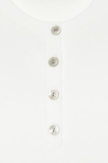 KNIT BUTTON-UP TOP - White by Zara - Image 7