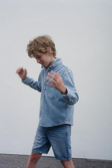 BERMUDA DENIM STRAIGHT - Azul de Zara