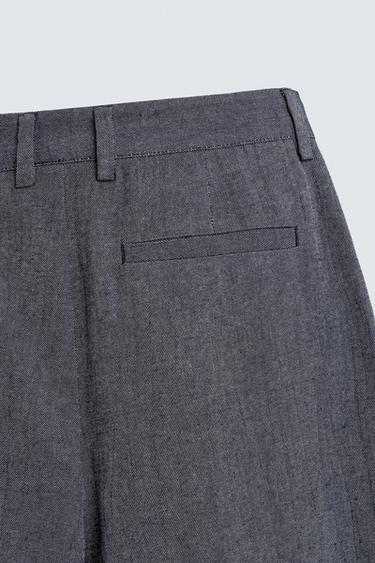 PANTALÓN RELAXED FIT PLIEGUES - Azul de Zara