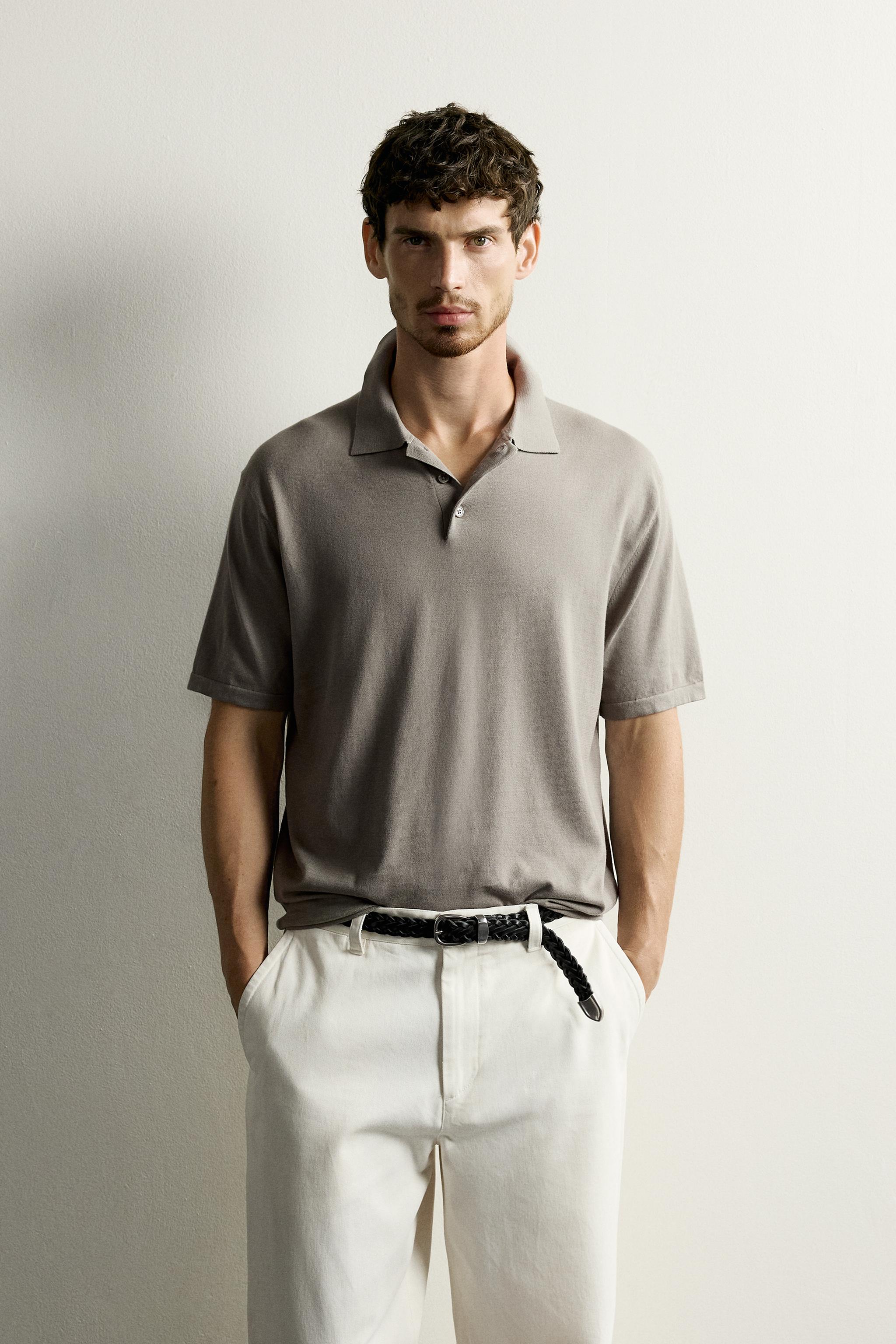 REGULAR FIT COTTON BLEND KNIT POLO — Washed green (alternate view)