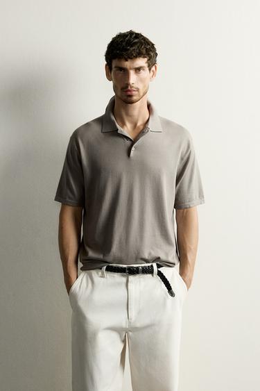 REGULAR FIT COTTON BLEND KNIT POLO — Washed green 2