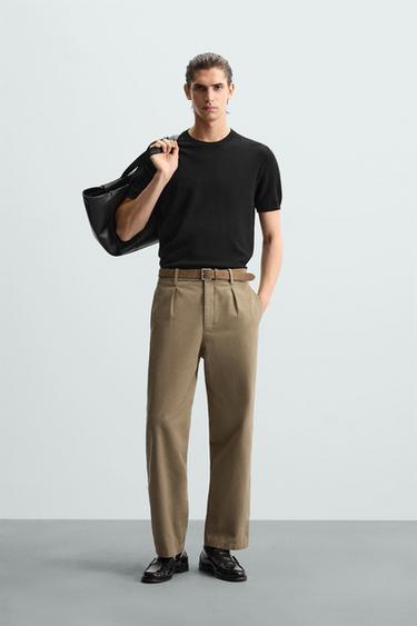 CAMISETA MALHA MISTURA VISCOSE - Preto da Zara - Imagem 0