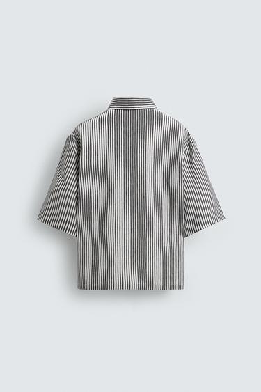 CHEMISE RELAXED FIT À RAYURES - Indigo de Zara - Image 8