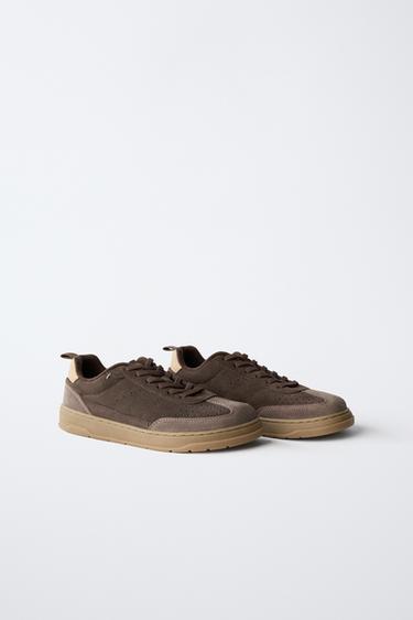 TENNIS OU BASKET EN CUIR BAREFOOT - Marron de Zara - Image 1