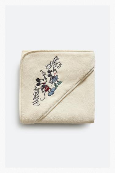 Zara MICKEY & MINNIE ©DISNEY TERRYCLOTH HOODED BATH TOWEL - Light yellow