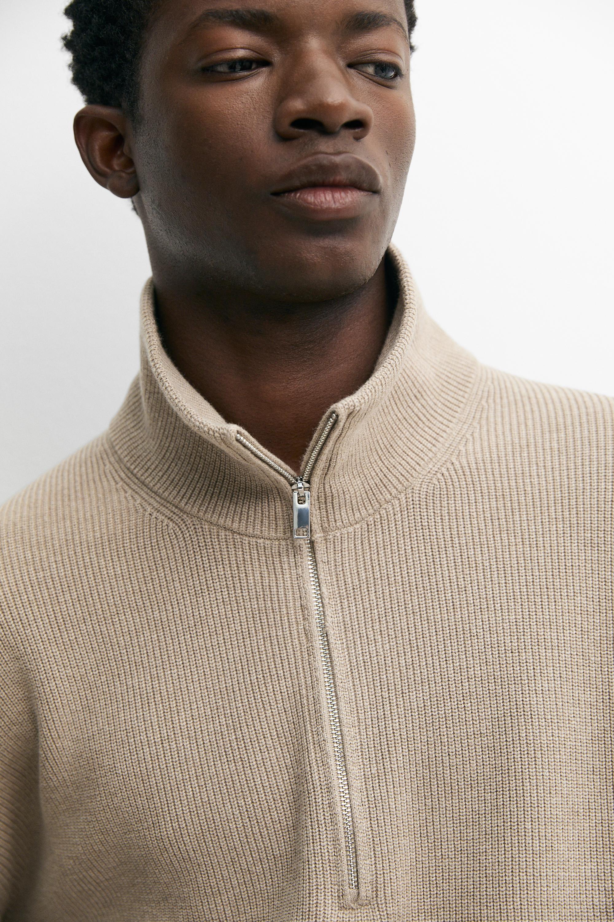100% cotton mock neck knit sweater