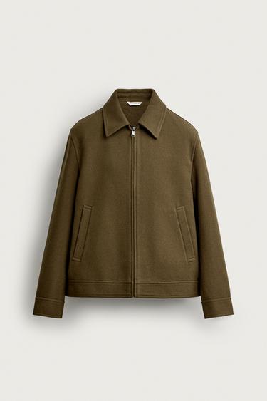 TEXTURED REGULAR FIT JACKET - Dark olive by Zara