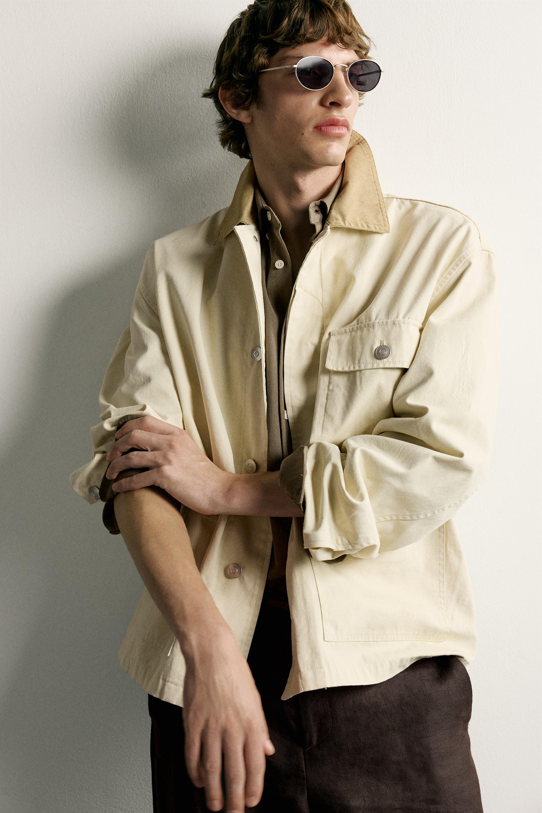 RELAXED FIT CONTRAST COLLAR JACKET