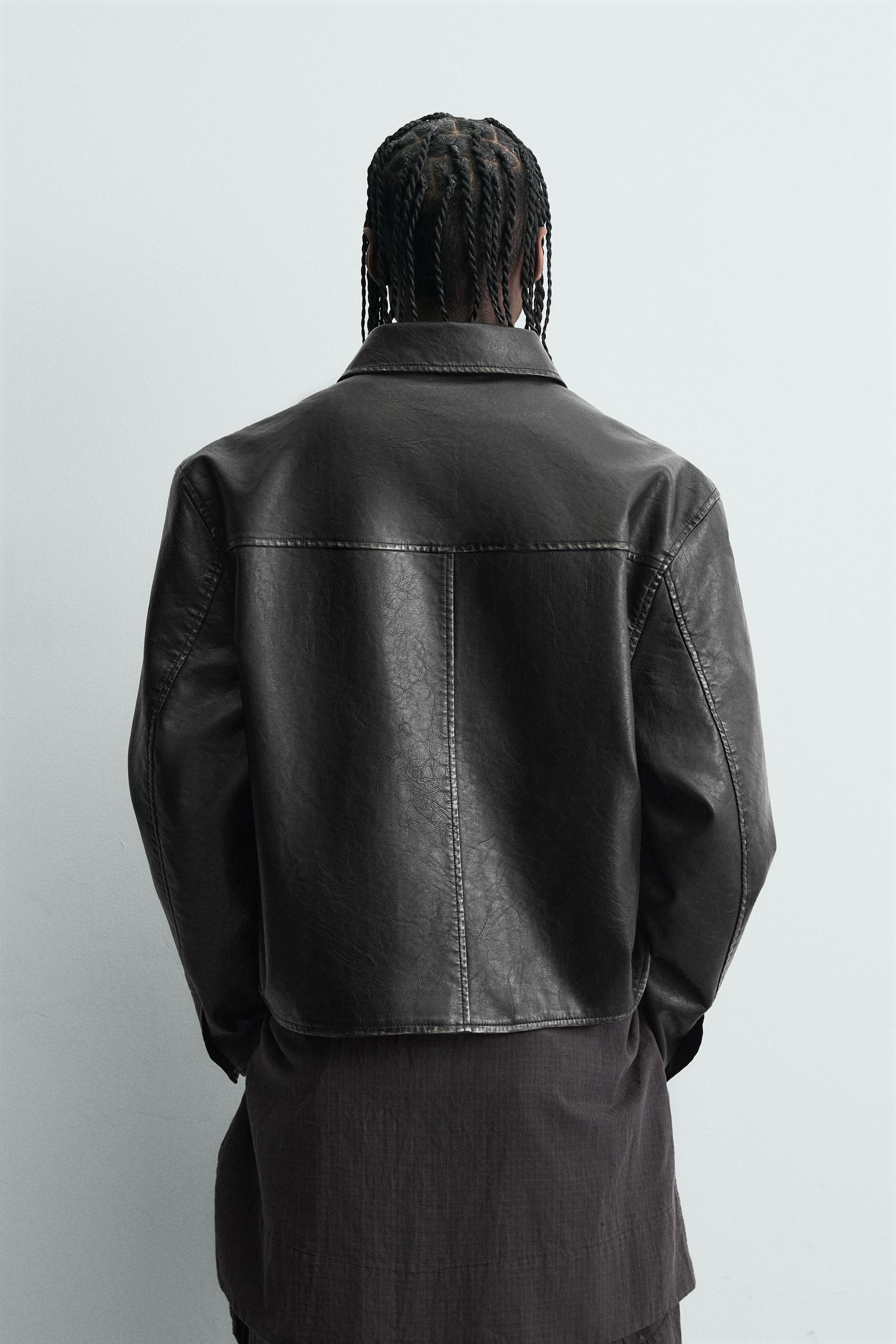 BLOUSON EN MATIÈRE SYNTHÉTIQUE LAVÉE