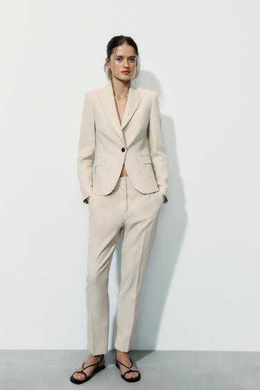 Zara STRAIGHT BLAZER WITH POCKETS - Light beige