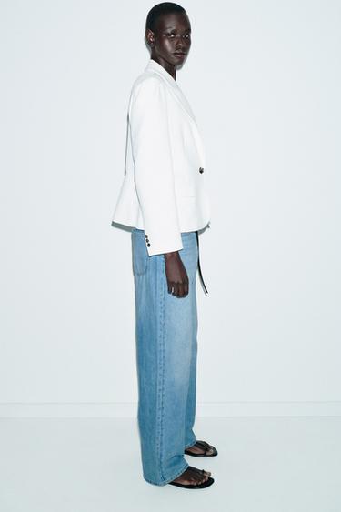 TAILORED BLAZER WITH PRONOUNCED SHOULDERS - Oyster-white by Zara - Image 4